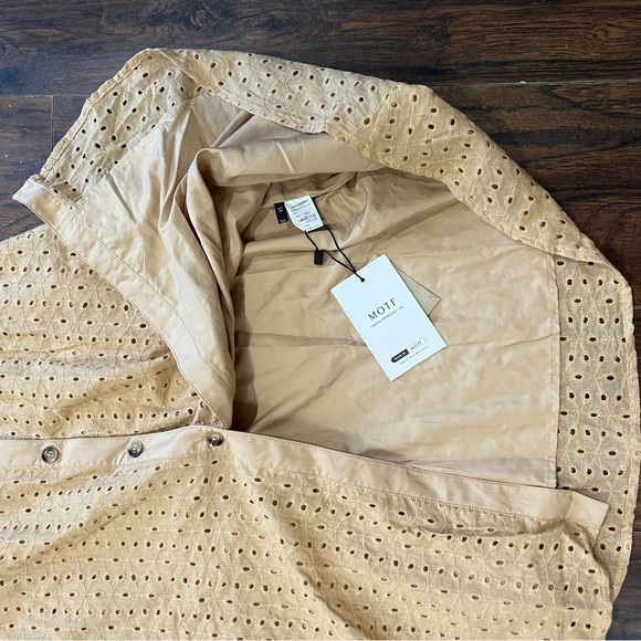 NWT MOTF Schiffy Eyelet Khaki Cotton Bishop Sleeve Button Down Midi Dress XS - Picture 7 of 9